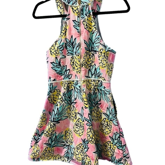 Draper James Pineapple Halter Dress Keyhole Women's Size 10 Sleeveless Mini Pink - Picture 6 of 8